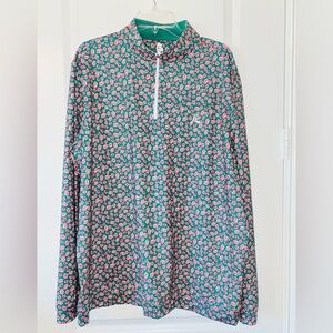 New Rhoback men's performance q-zip pullover Azalea print XL